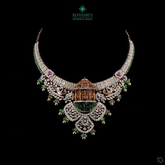 Emerald & Emerald Beads Diamond Necklace