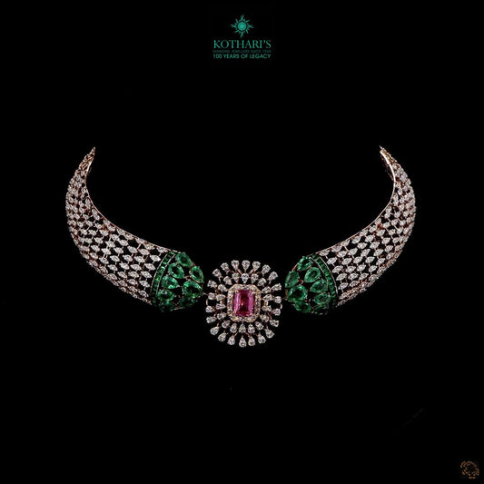 Emerald & Pink Diamond Necklace