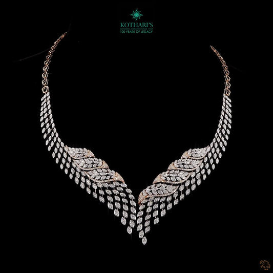 Diamond Leaf Fringe Necklace