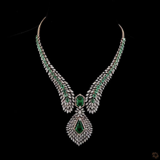 Emerald Leaf Cascade Diamond Necklace