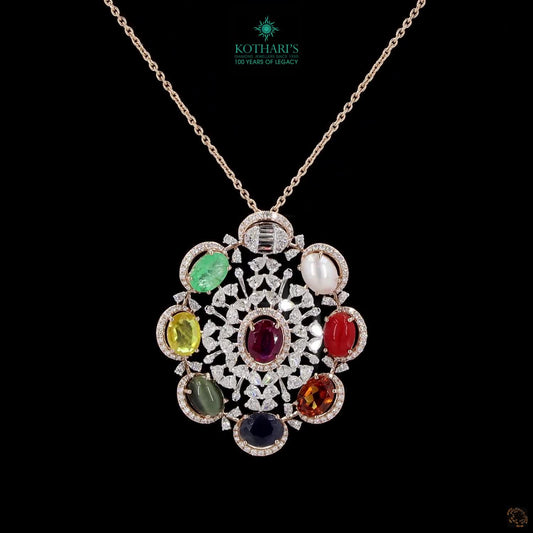 Navratna Stone Diamond Pendant