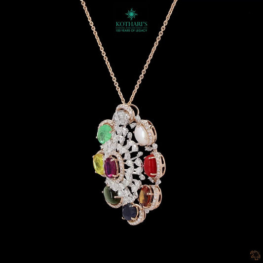 Navratna Stone Diamond Pendant