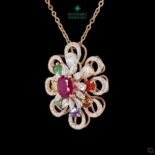 Navratna Stone Diamond Pendant