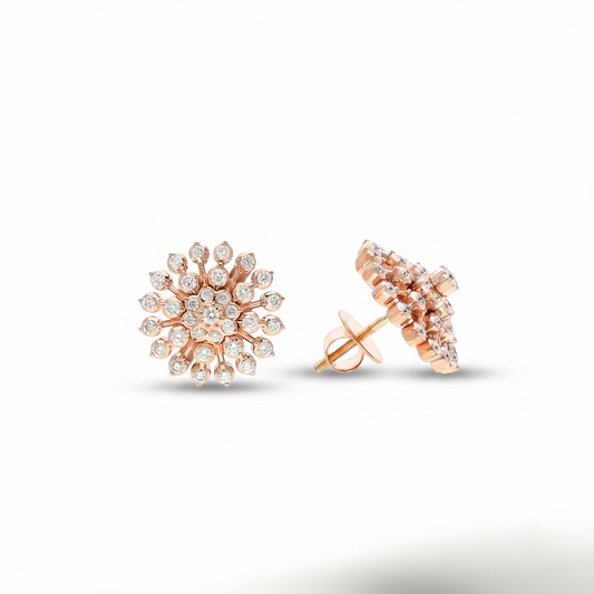Floral 18KT Diamond Stud Earrings
