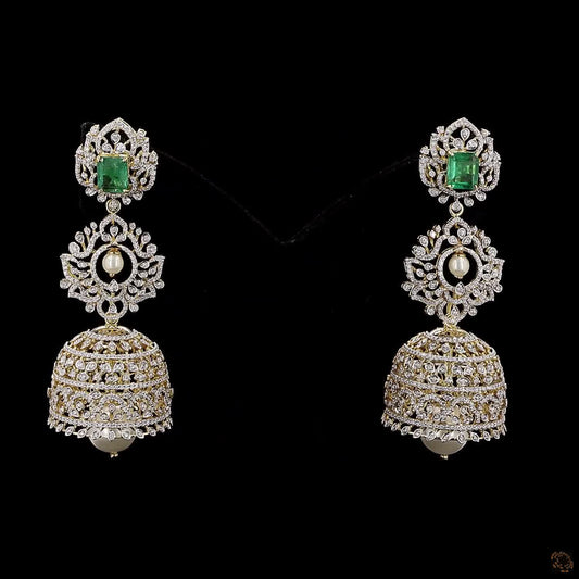 Emerald & Ruby Diamond Earrings in 18KT Yellow Gold