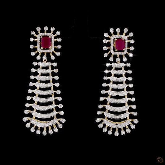 Ruby Diamond Earrings in 18KT Rose Gold