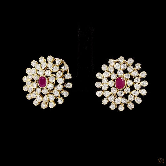 Emerald & Ruby Diamond Earrings in 18KT Rose Gold