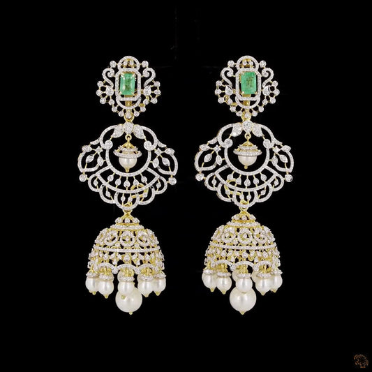 Emerald & Ruby Diamond Earrings in 18KT Yellow Gold
