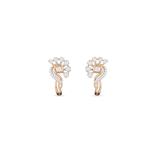 SWIRL BLOSSOM DIAMOND HOOP EARRINGS