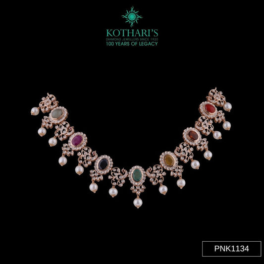 Ruby & Pearl Diamond Necklace in 18KT Yellow Gold