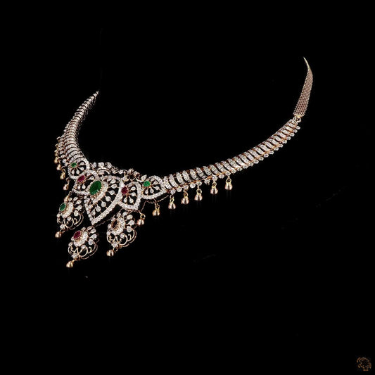 Emerald & Ruby Diamond Necklace in 18KT Rose Gold