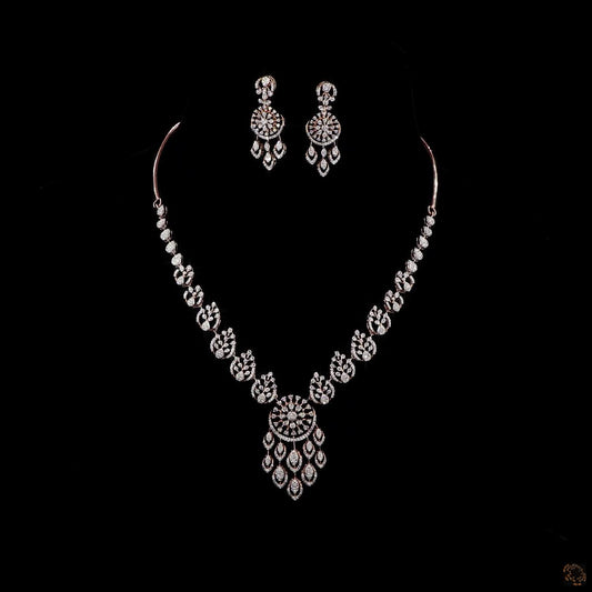 Diamond Necklace Set in 18KT Yellow Gold
