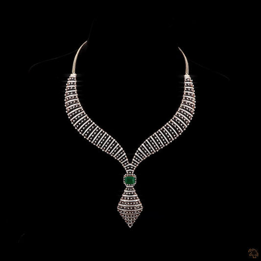 Emerald & Ruby Diamond Necklace Set in 18KT Rose Gold