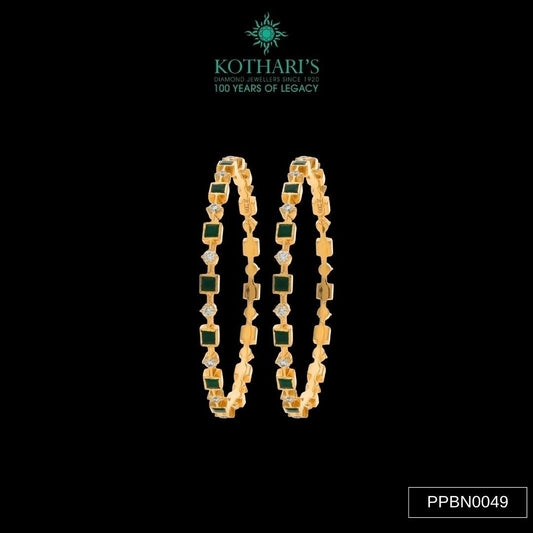 Emerald Diamond Bangles in 22KT Yellow Gold