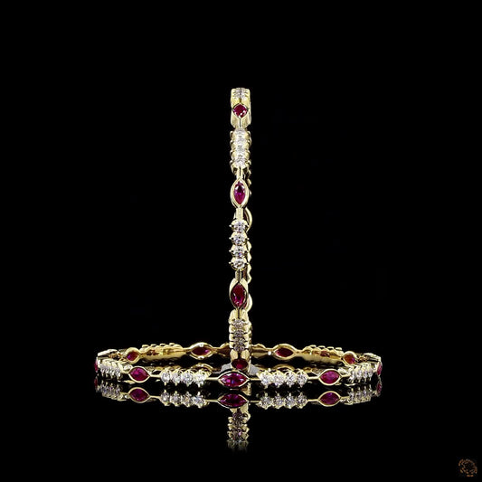 Ruby Diamond Bangles in 18KT Yellow Gold