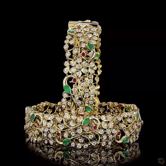 Emerald & Ruby Diamond Bangles in 18KT Yellow Gold