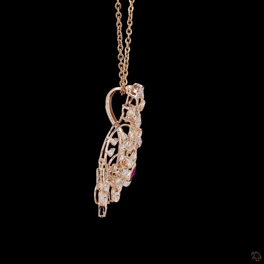 Ruby Diamond Pendant in 18KT Yellow Gold