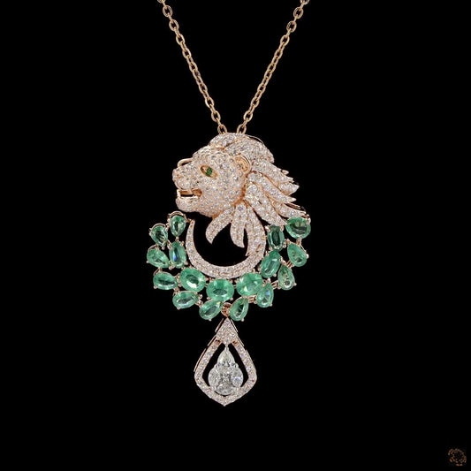 Emerald & Emerald Diamond Pendant Set in 18KT Rose Gold