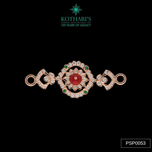 Emerald & Coral Diamond Side Piece in 18KT Rose Gold