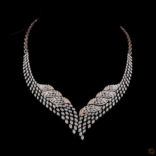 Diamond Leaf Fringe Necklace
