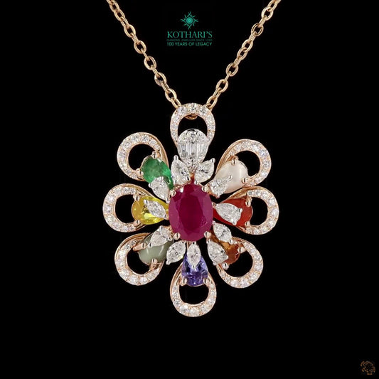 Navratna Stone Diamond Pendant