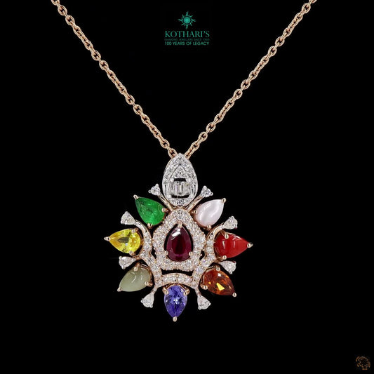 Navratna Stone Diamond Pendant