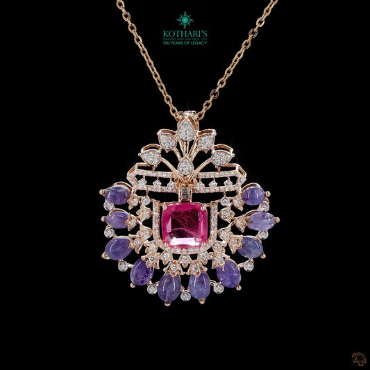Pink & Sapphire Diamond Pendant
