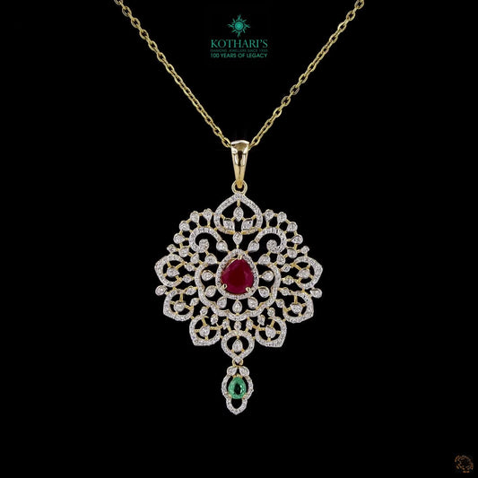 Emerald & Ruby Diamond Pendant