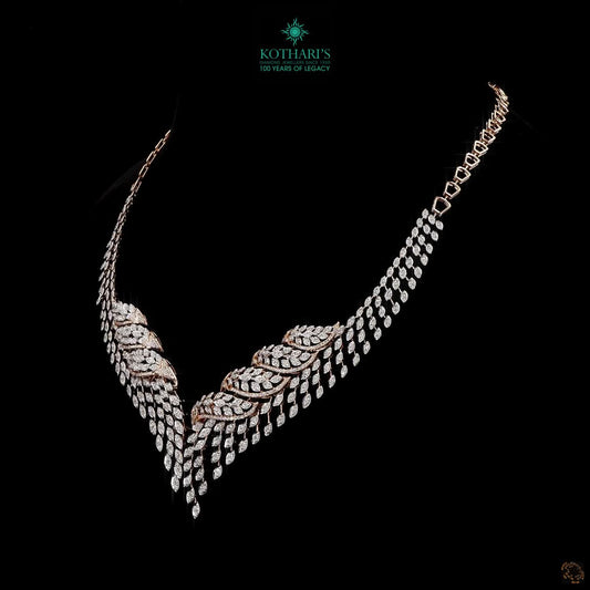Diamond Leaf Fringe Necklace