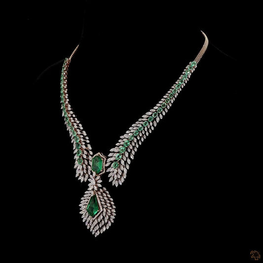 Emerald Leaf Cascade Diamond Necklace
