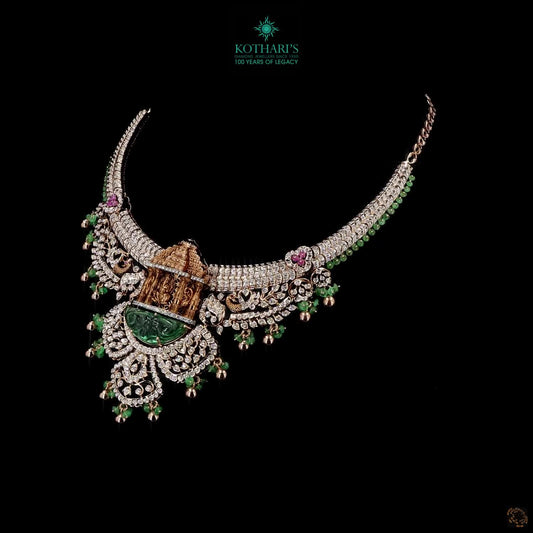 Emerald & Emerald Beads Diamond Necklace