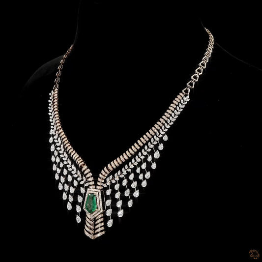 Vintage-Inspired Emerald & Diamond Statement Necklace