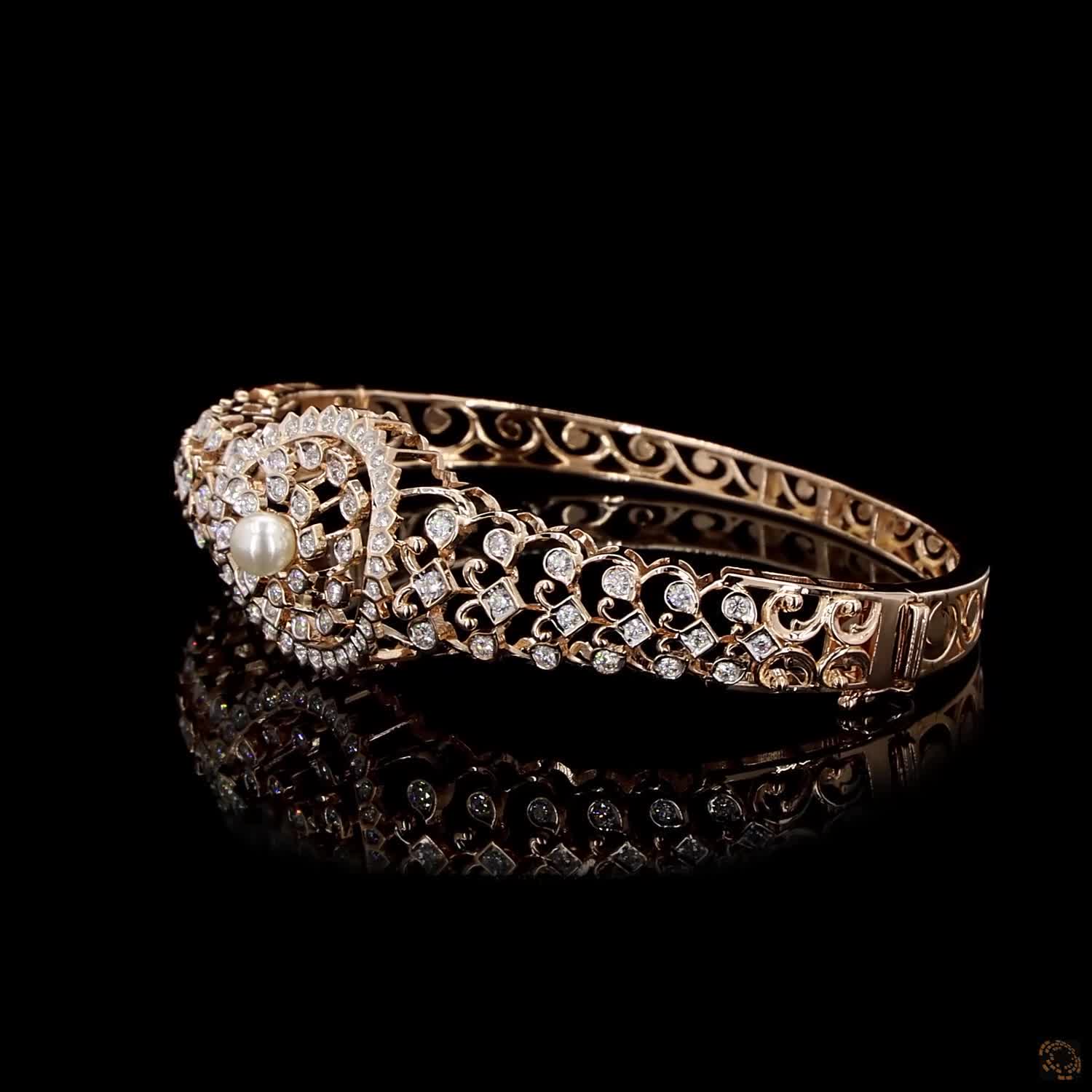 Pearl Diamond Bracelet in 18KT Rose Gold