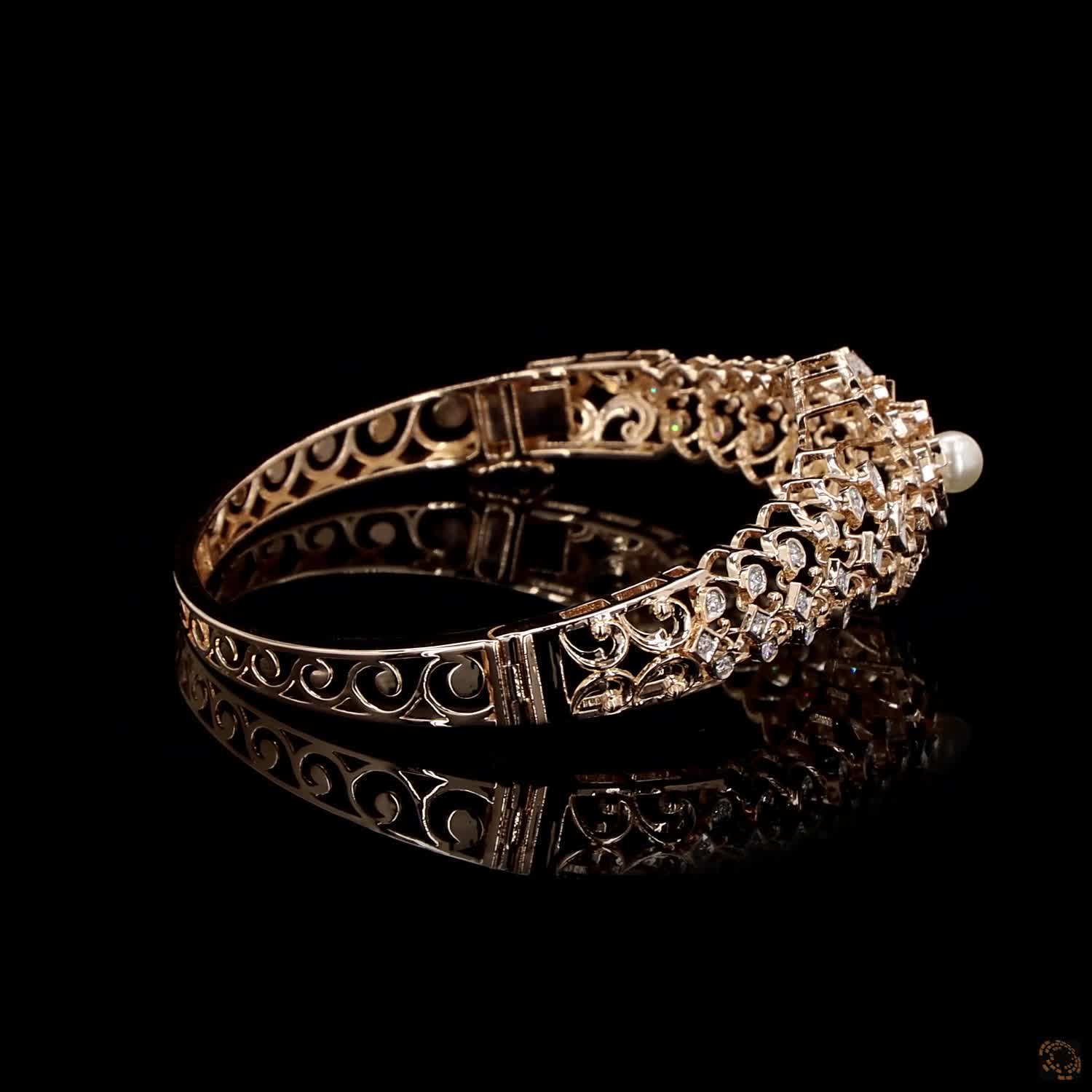 Pearl Diamond Bracelet in 18KT Rose Gold