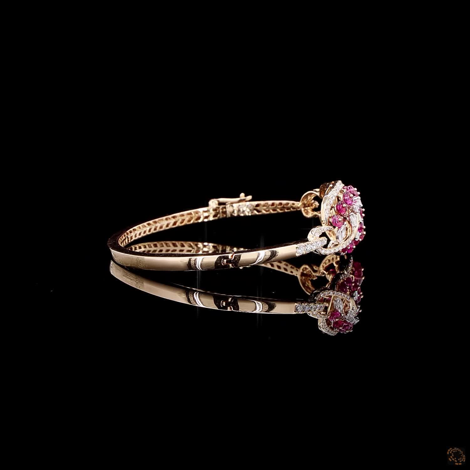 Pink Stone Diamond Bracelet in 18KT Rose Gold
