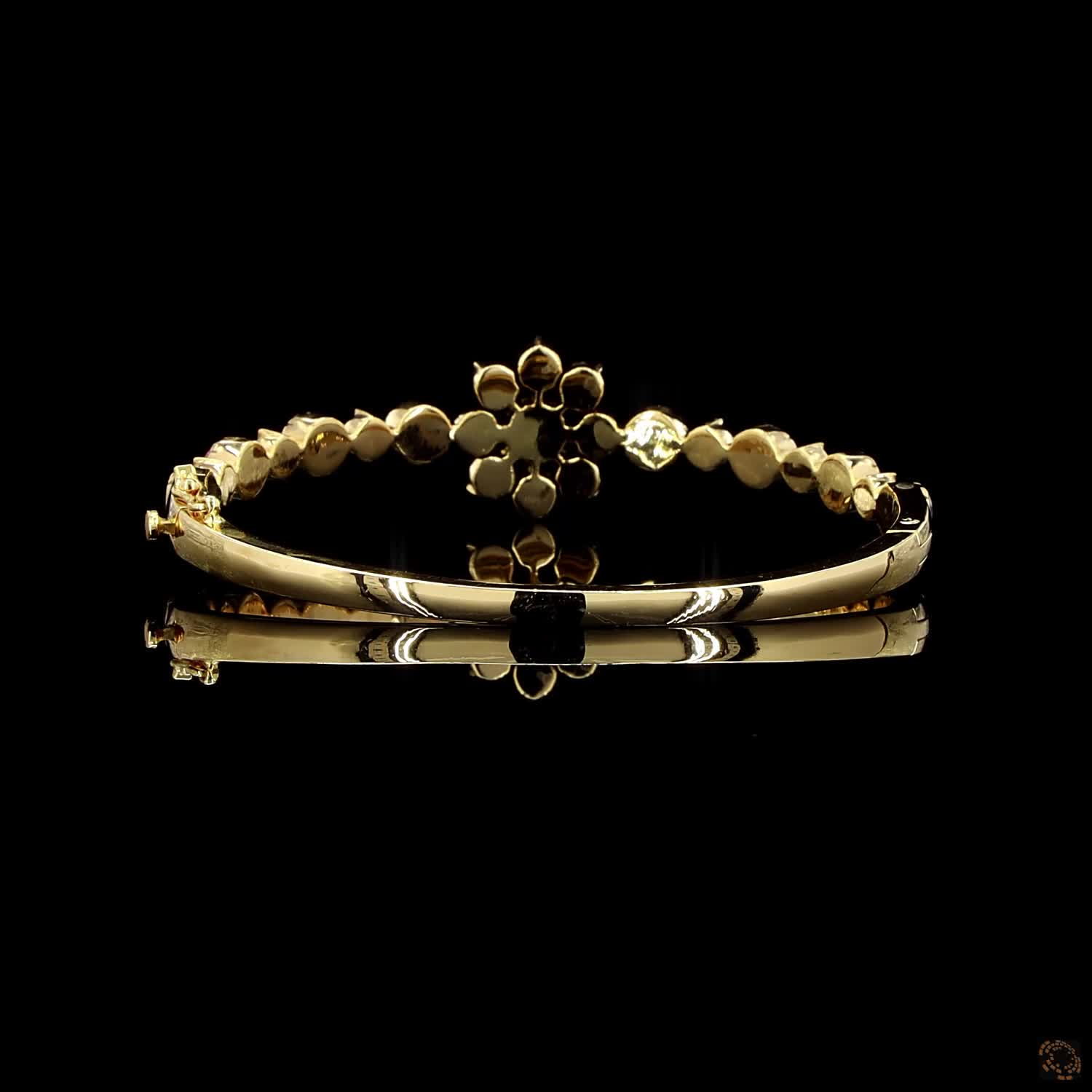 Navratna Stone Diamond Bracelet in 18KT Yellow Gold