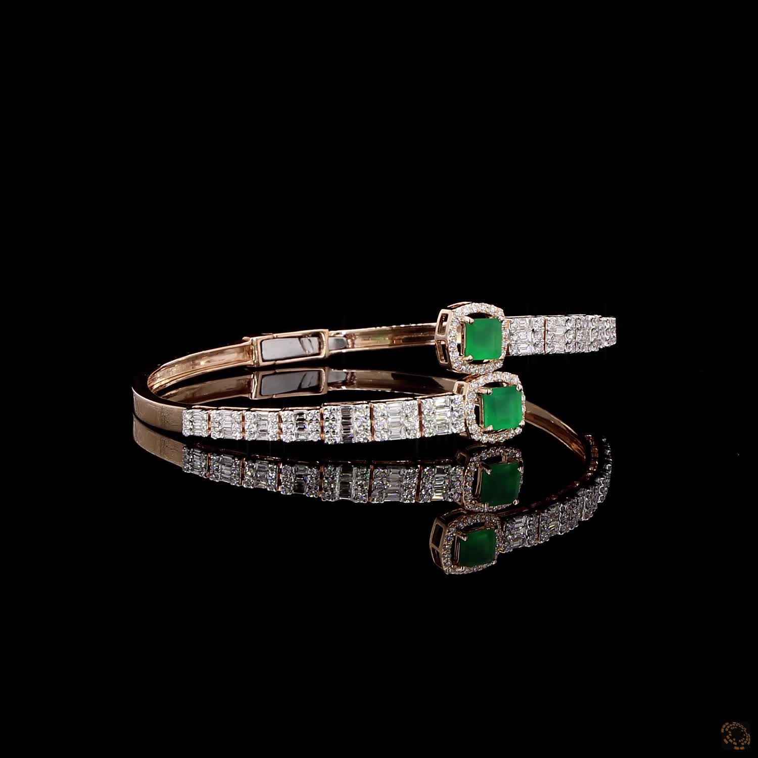 Emerald Diamond Bracelet in 18KT Rose Gold