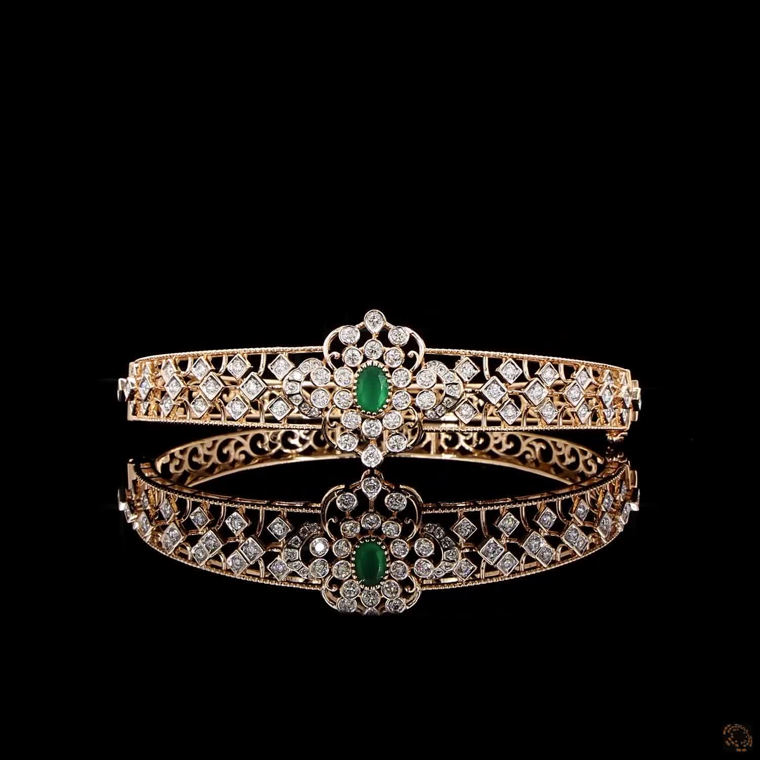 Emerald Diamond Bracelet in 18KT Yellow Gold
