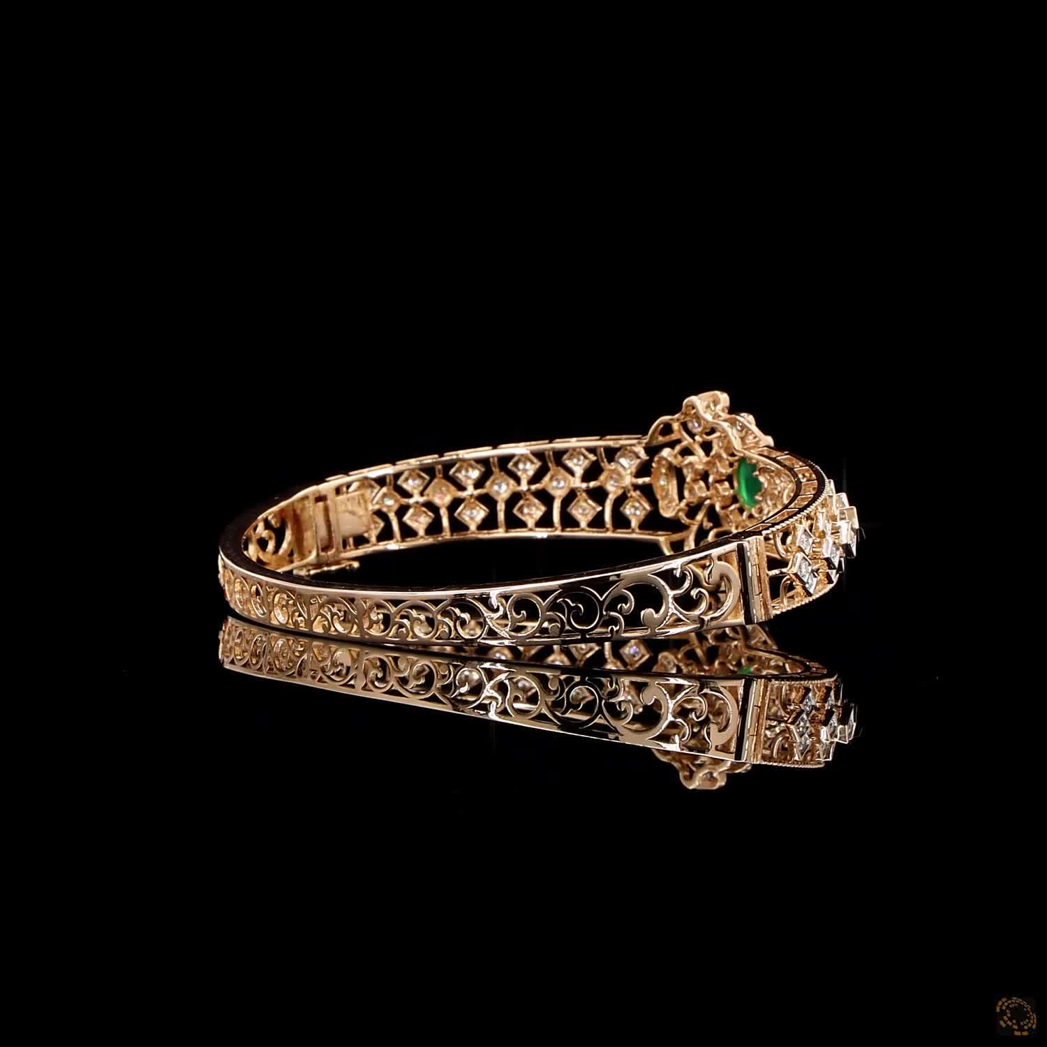 Emerald Diamond Bracelet in 18KT Yellow Gold