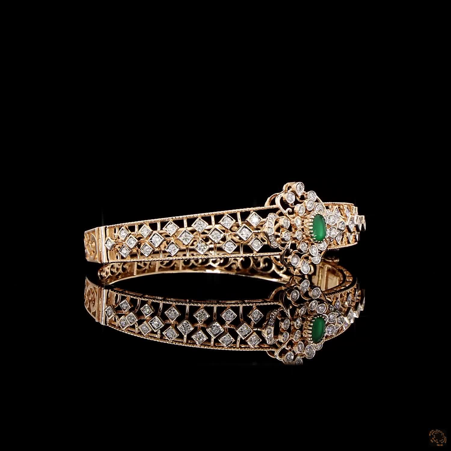 Emerald Diamond Bracelet in 18KT Yellow Gold