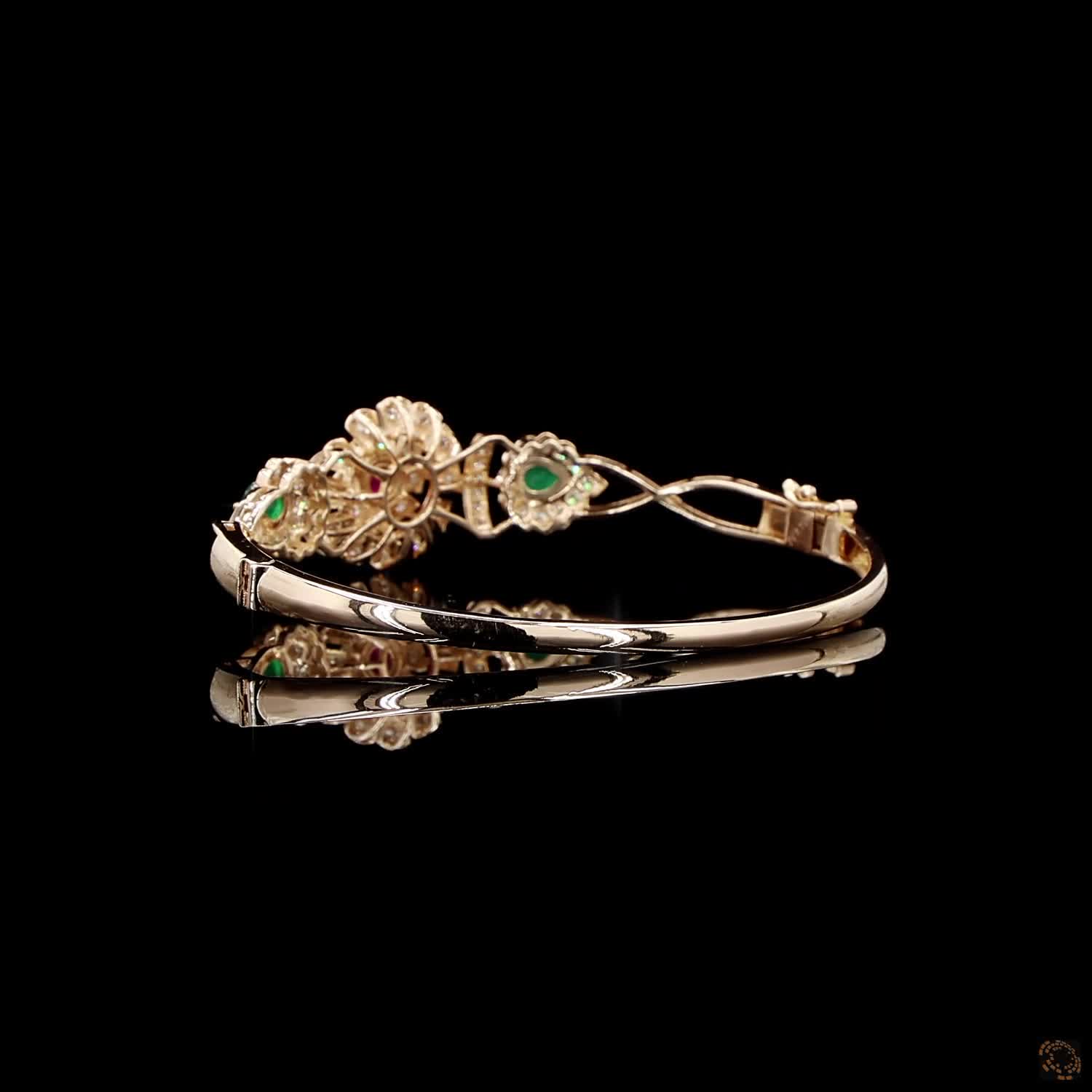 Emerald & Ruby Diamond Bracelet in 18KT Rose Gold