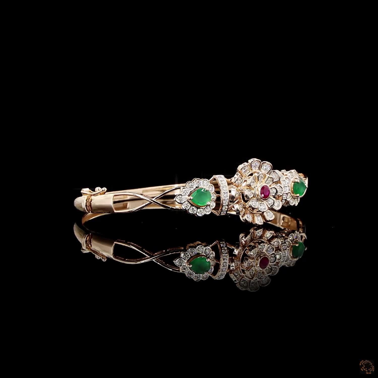 Emerald & Ruby Diamond Bracelet in 18KT Rose Gold