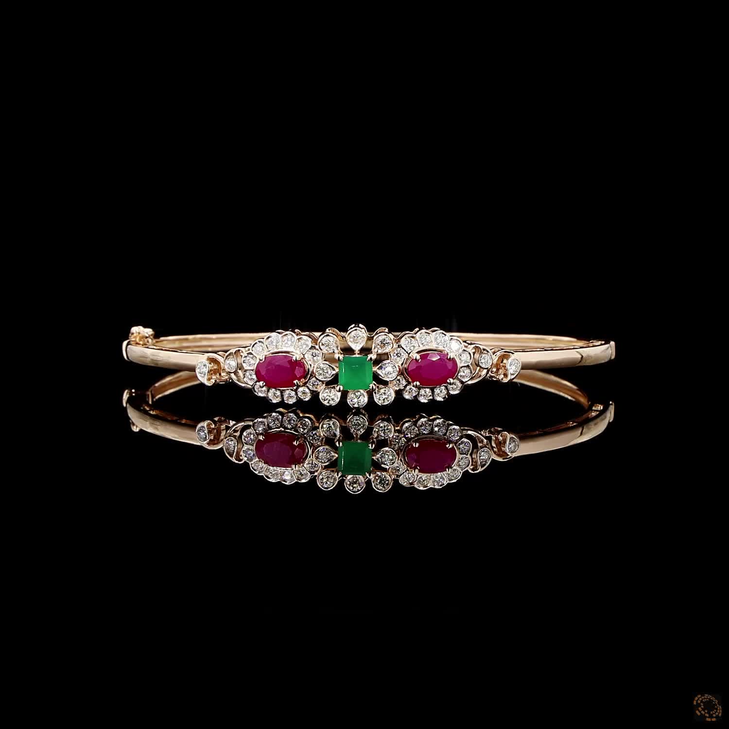 Emerald & Ruby Diamond Bracelet in 18KT Rose Gold