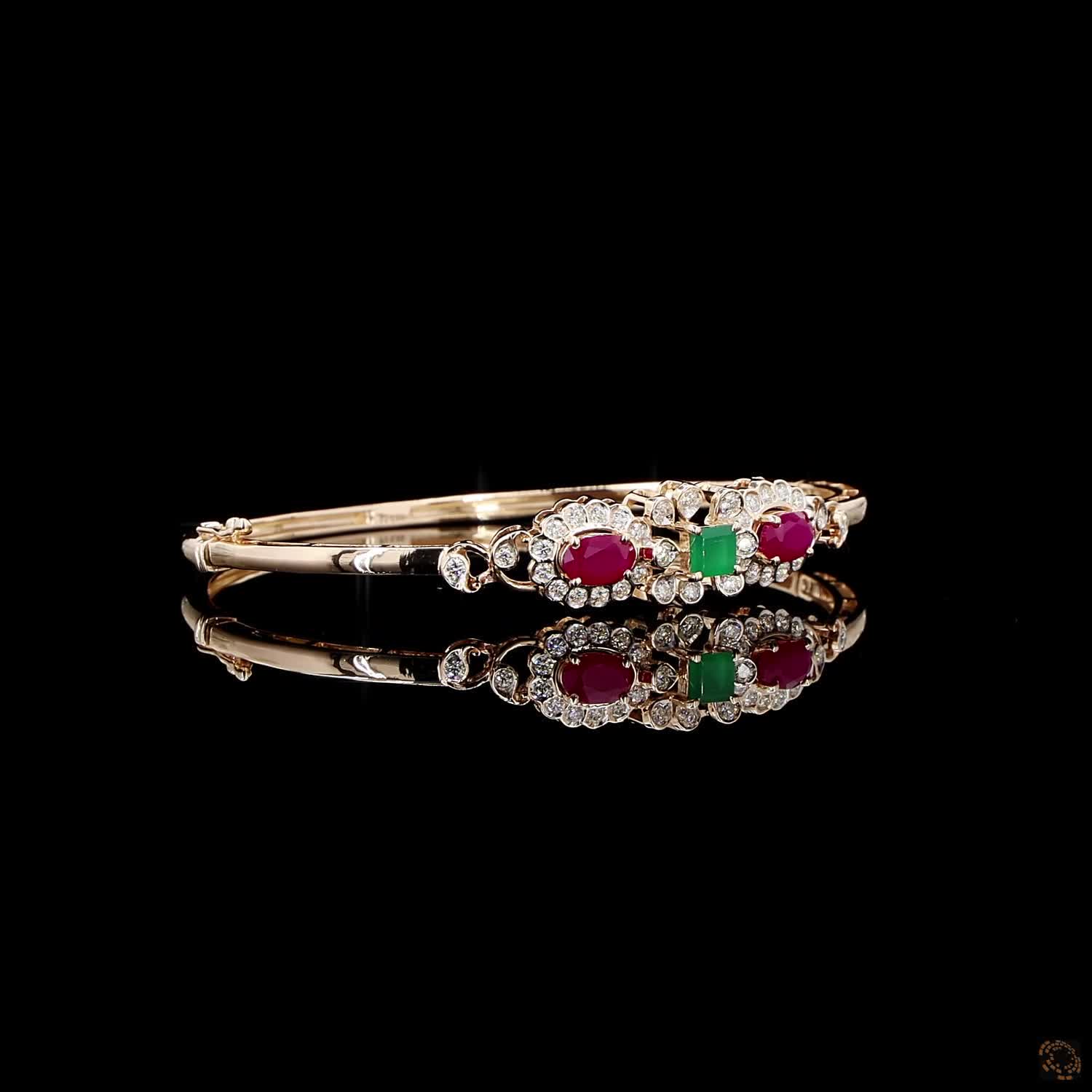 Emerald & Ruby Diamond Bracelet in 18KT Rose Gold