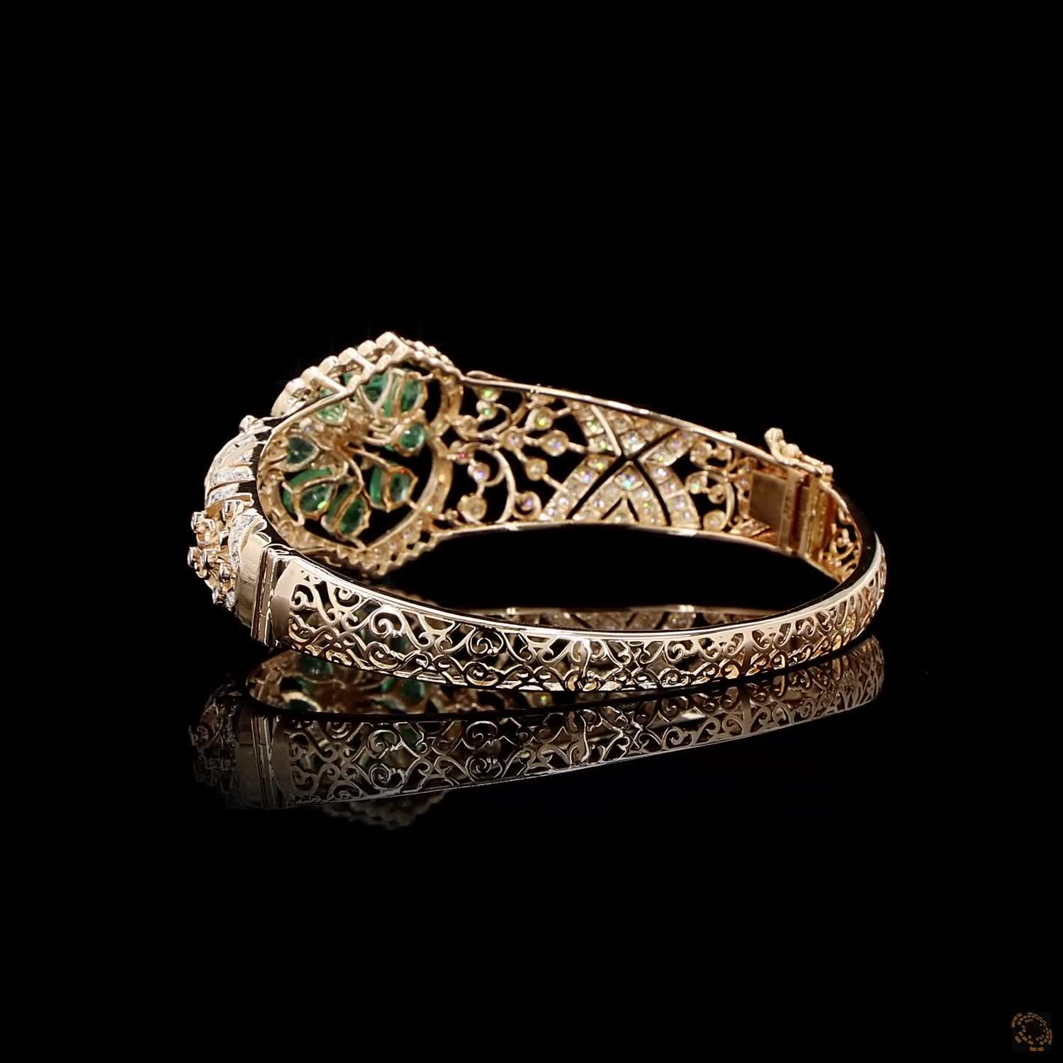 Emerald & Pearl Diamond Bracelet in 18KT Rose Gold