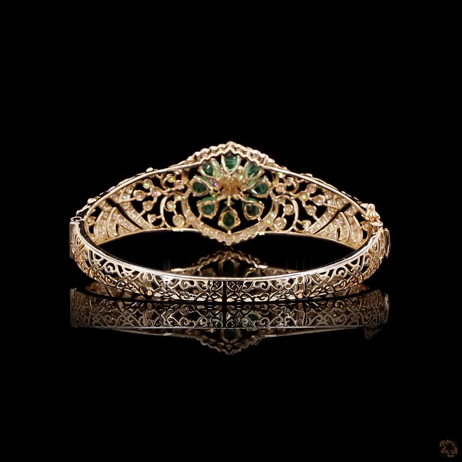 Emerald & Pearl Diamond Bracelet in 18KT Rose Gold