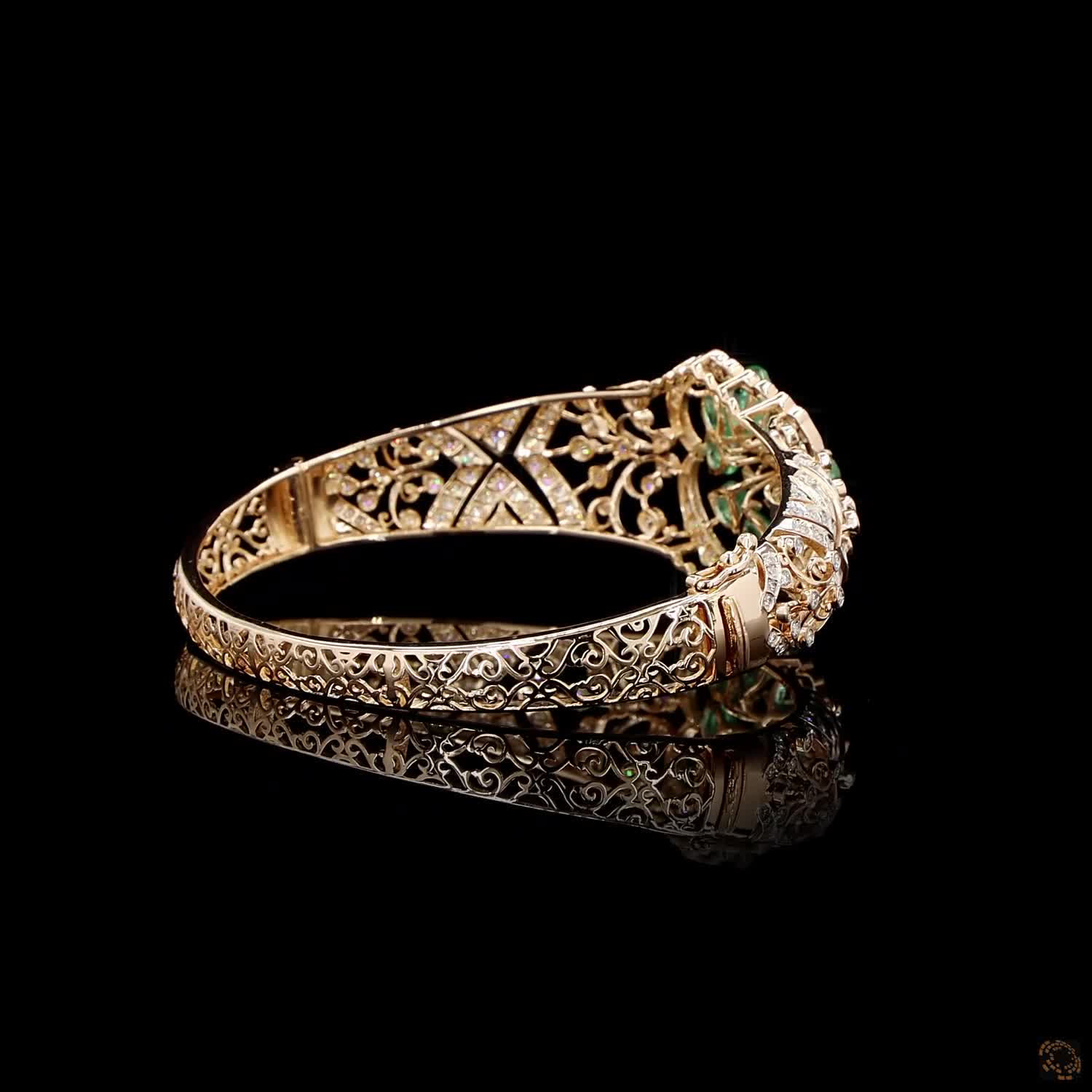 Emerald & Pearl Diamond Bracelet in 18KT Rose Gold