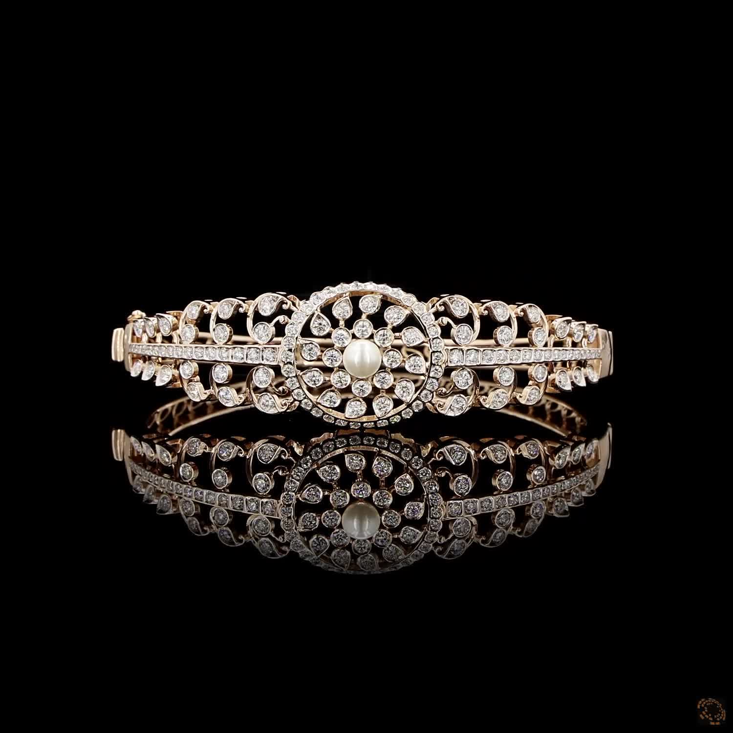 Pearl Diamond Bracelet in 18KT Rose Gold