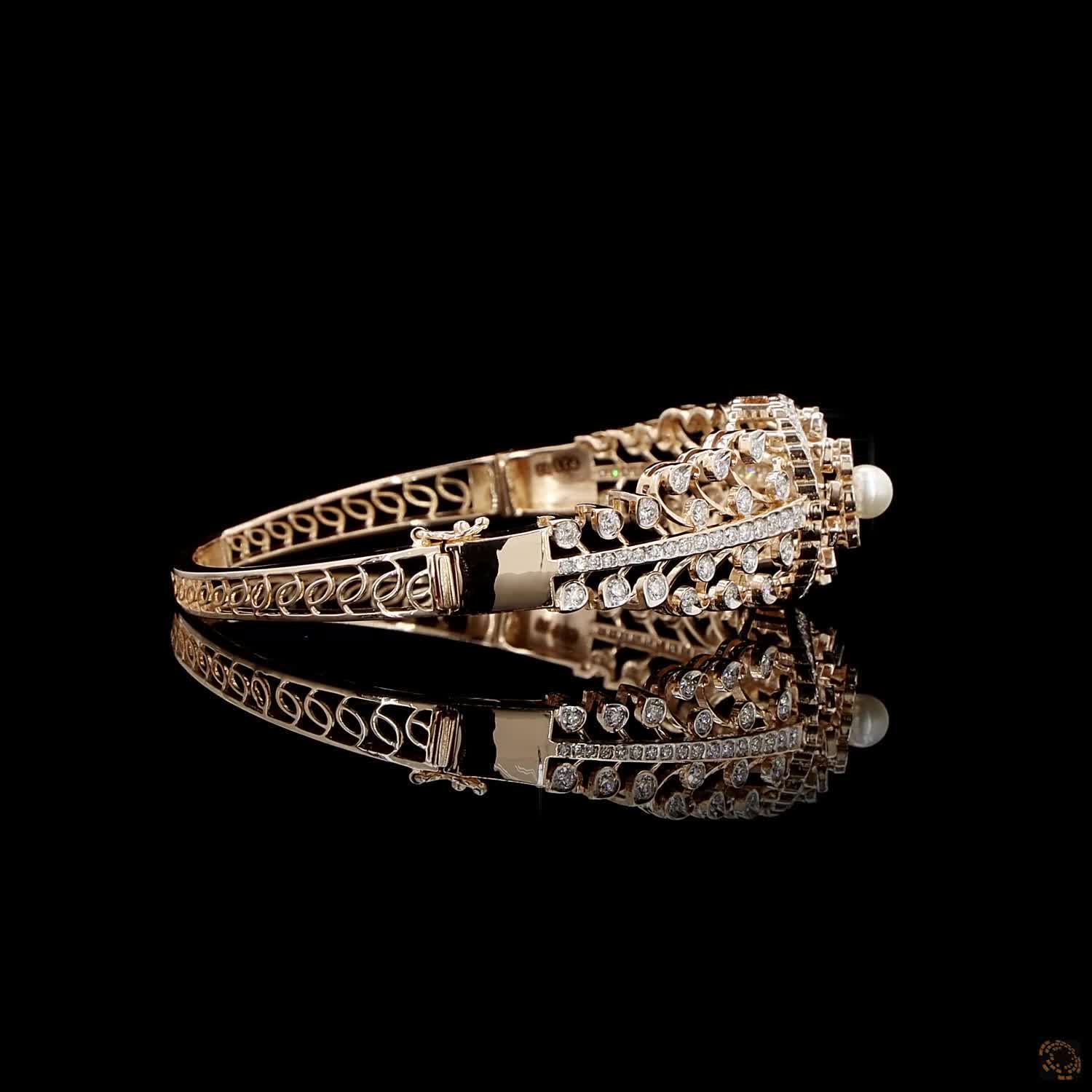 Pearl Diamond Bracelet in 18KT Rose Gold