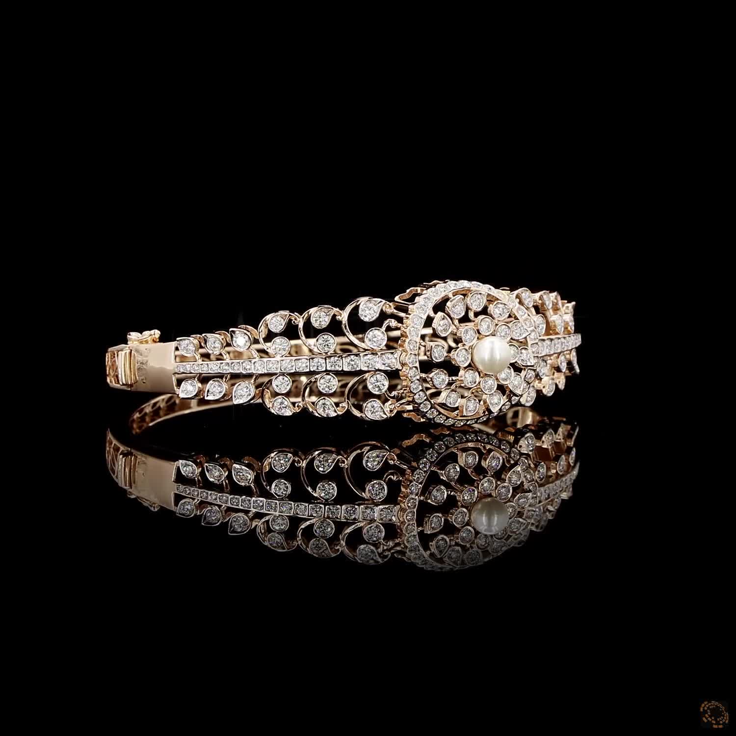 Pearl Diamond Bracelet in 18KT Rose Gold